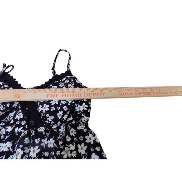 Vintage Babydoll Top‎ Women Small Black Floral Y2K 90s Fairy Coquette Summer - Picture 4 of 6